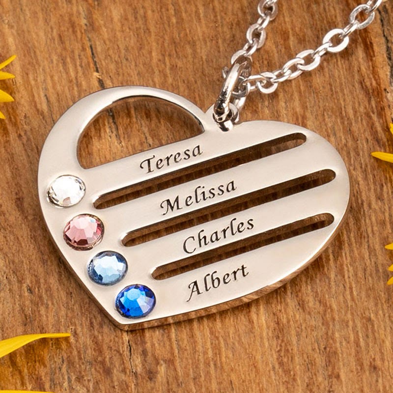 Collier avec pendentif en forme de cœur et pierre de naissance en diamant découpé Olivenorma