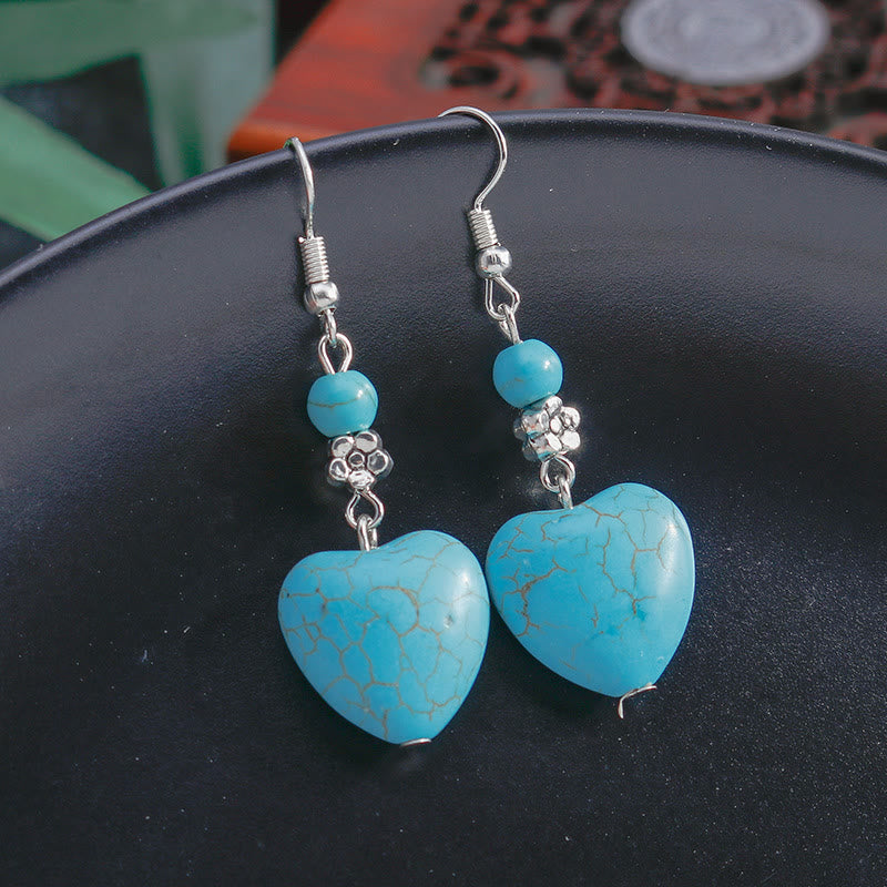 Boucles d'oreilles pendantes en forme de cœur turquoise Olivenorma