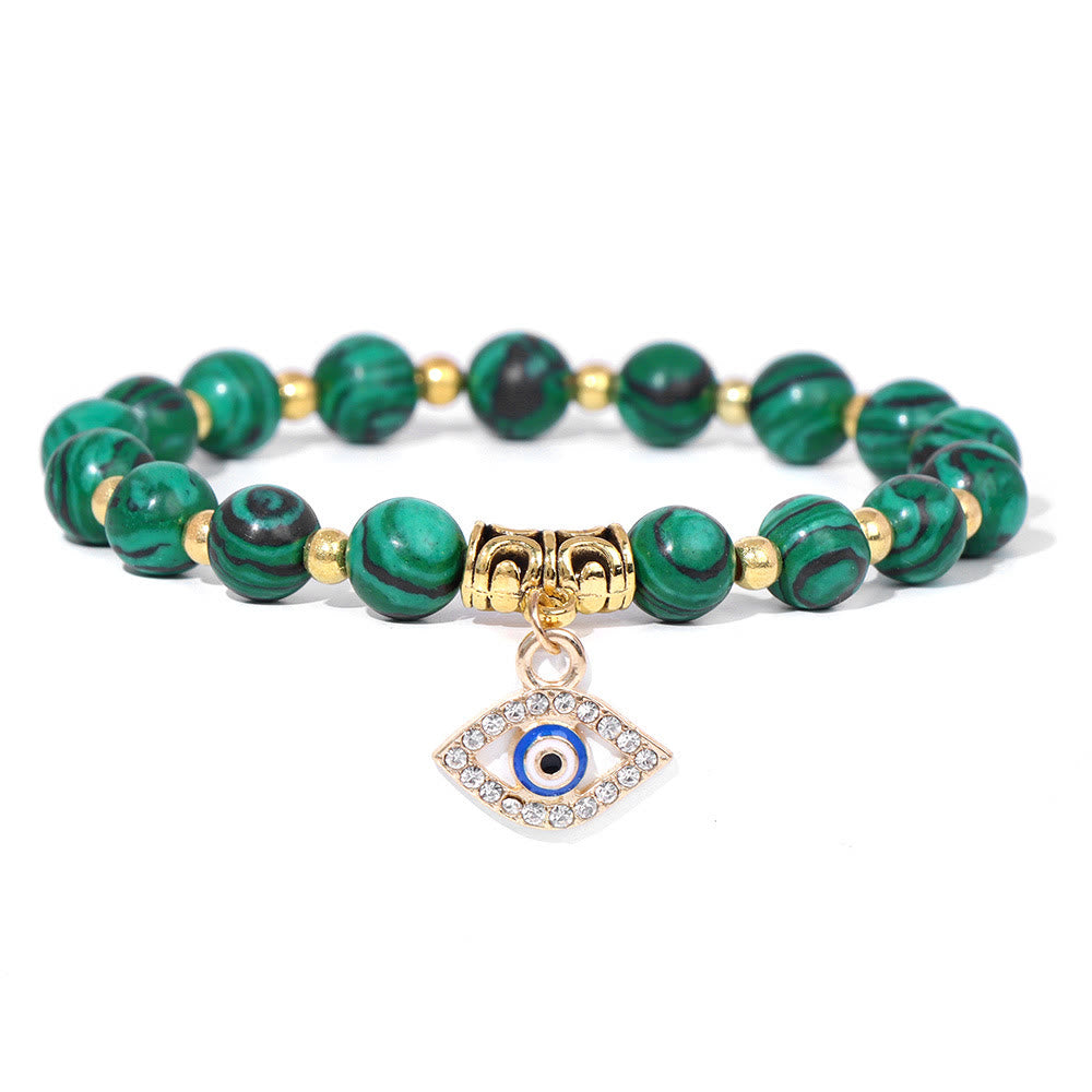 Bracelet pendentif mauvais œil en perles de pierre naturelle Olivenorma