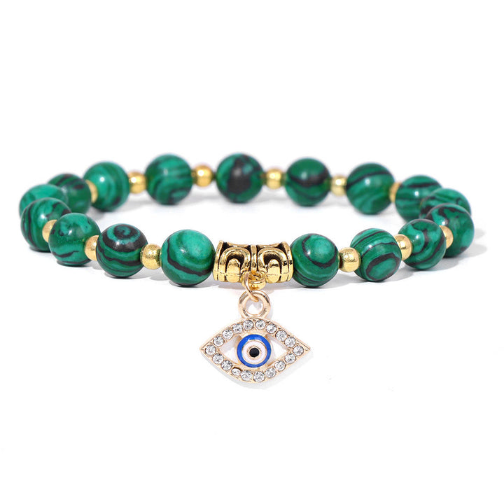 Bracelet pendentif mauvais œil en perles de pierre naturelle Olivenorma