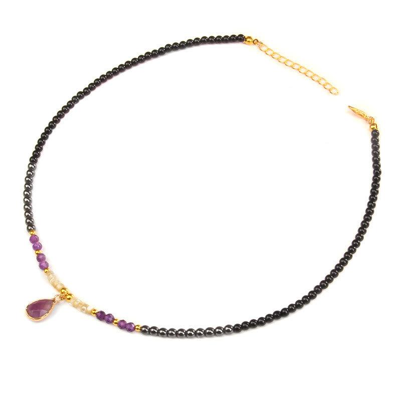 Collier pendentif en pierre précieuse en verre à facettes en obsidienne naturelle Olivenorma