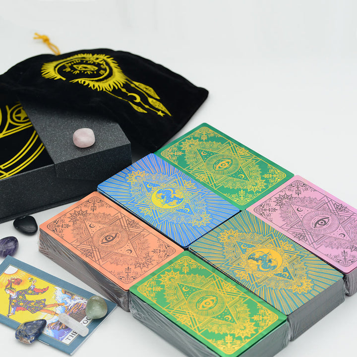 Jeu de cartes de tarot avec nappe en cristal de feuille Olivenorma