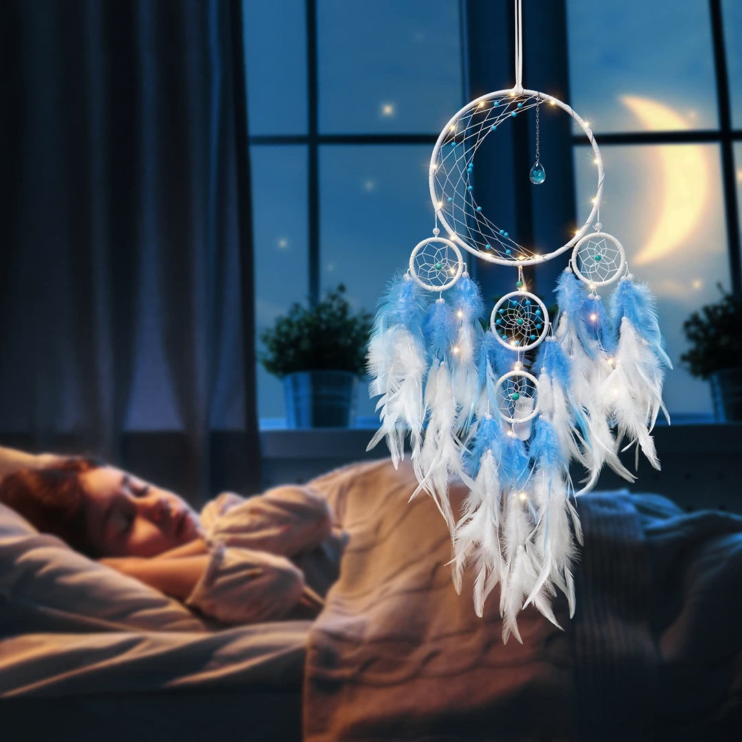 Décoration de lune en demi-cercle Olivenorma avec attrape-rêves lumineux