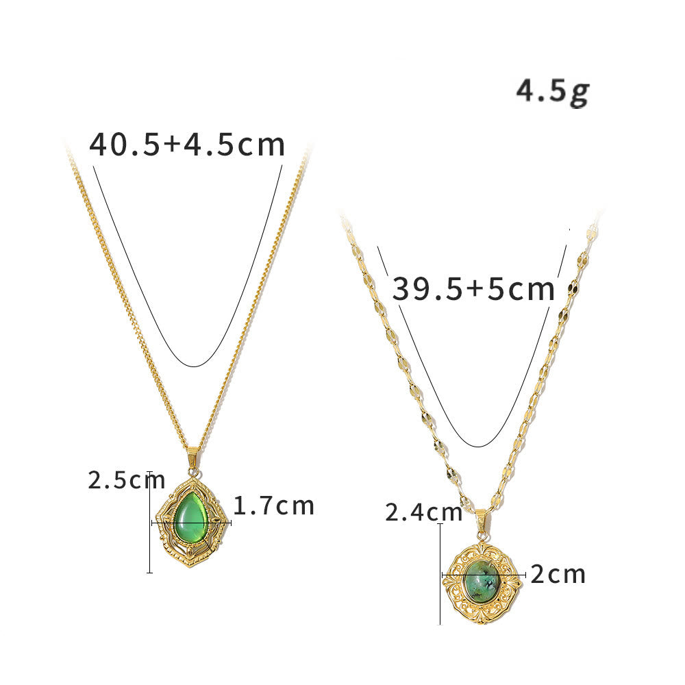 Collier pendentif ovale vert turquoise africain Olivenorma - image 11