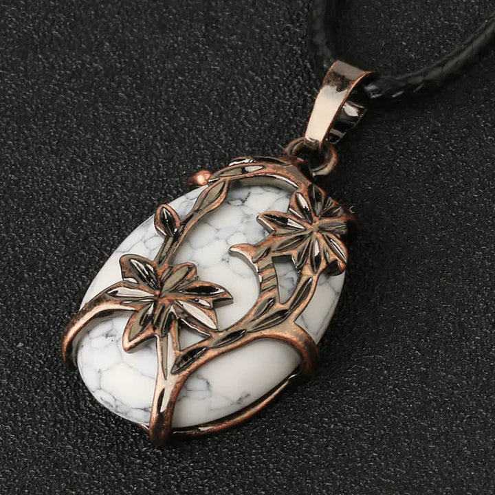 Collier en cristal enveloppé de fleurs en laiton et améthyste Olivenorma