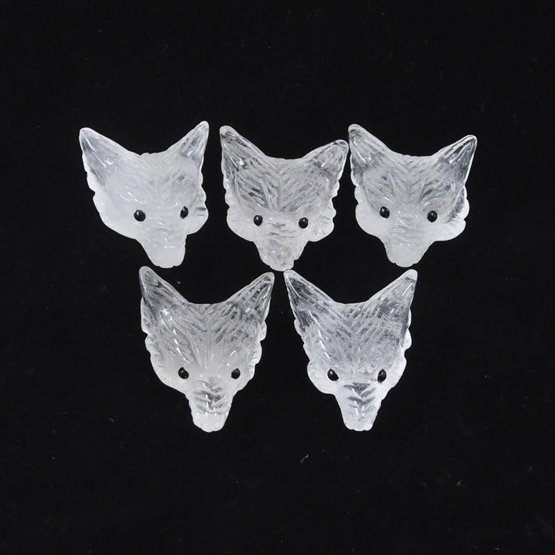Tête de loup sculptée en cristal naturel Olivenorma, accessoire de décoration en pierres précieuses