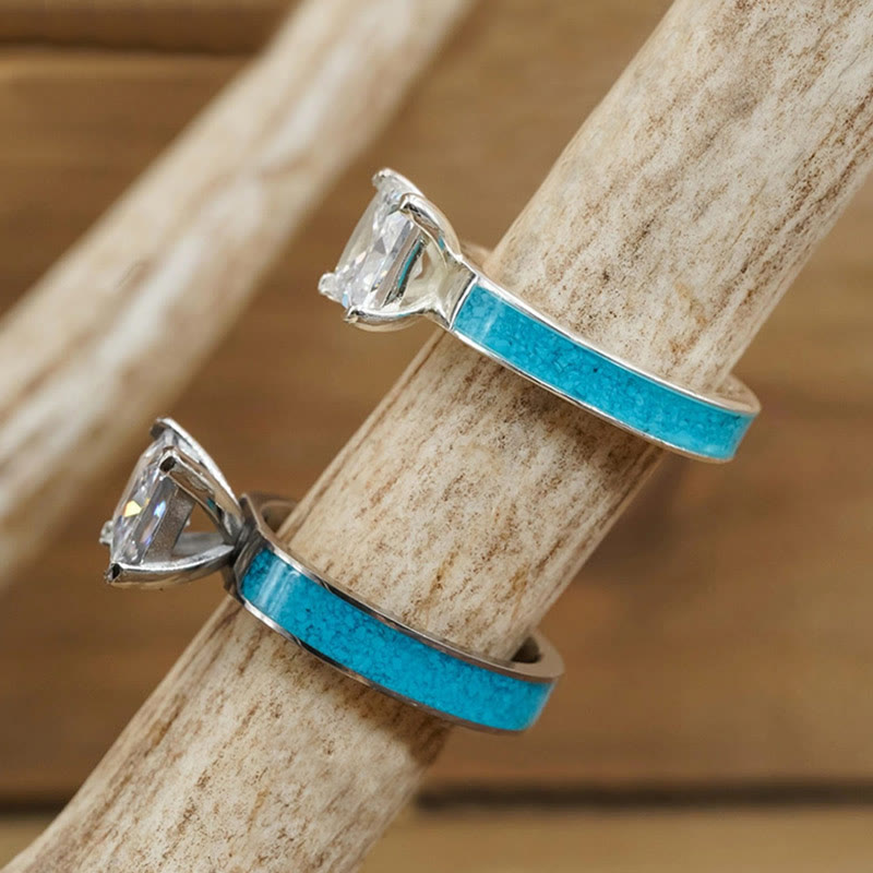 Ensemble d'alliances de mariage baguette en oxyde de zirconium cubique Olivenorma 