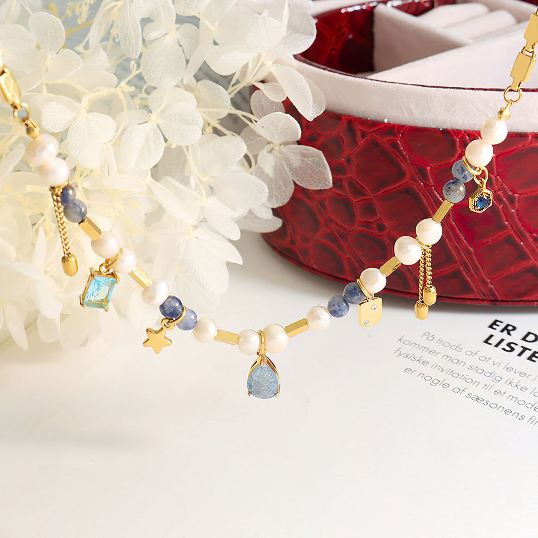 Collier avec pendentif étoile en perles d'aigue-marine Olivenorma 
