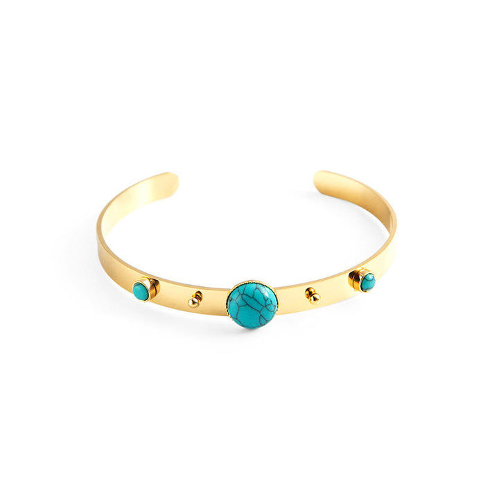 Bracelet ouvert en pierre naturelle de style ethnique bohème Olivenorma