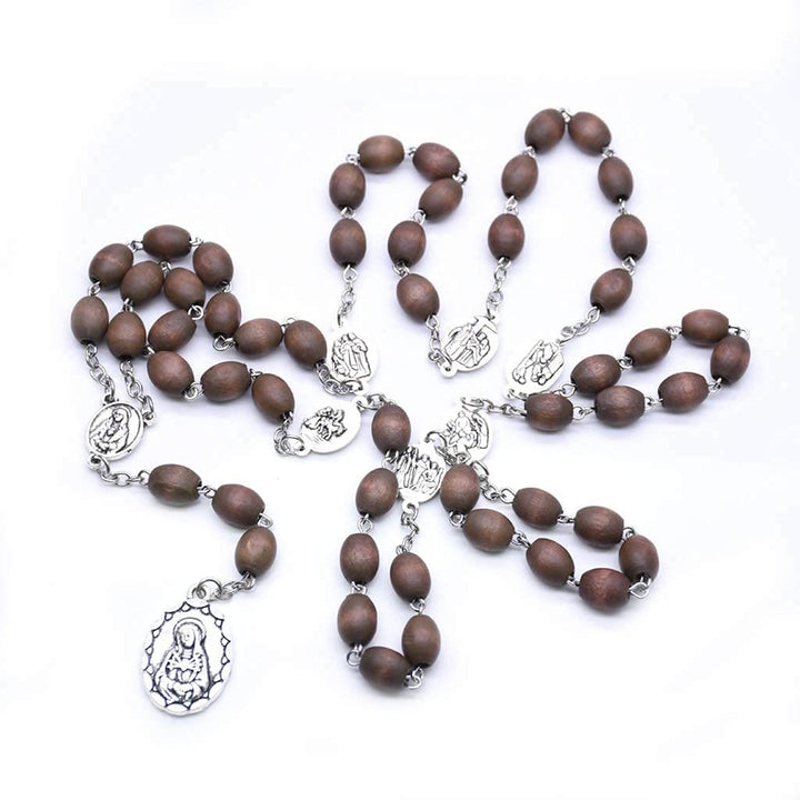 Collier chapelet catholique en perles de bois Olivenorma