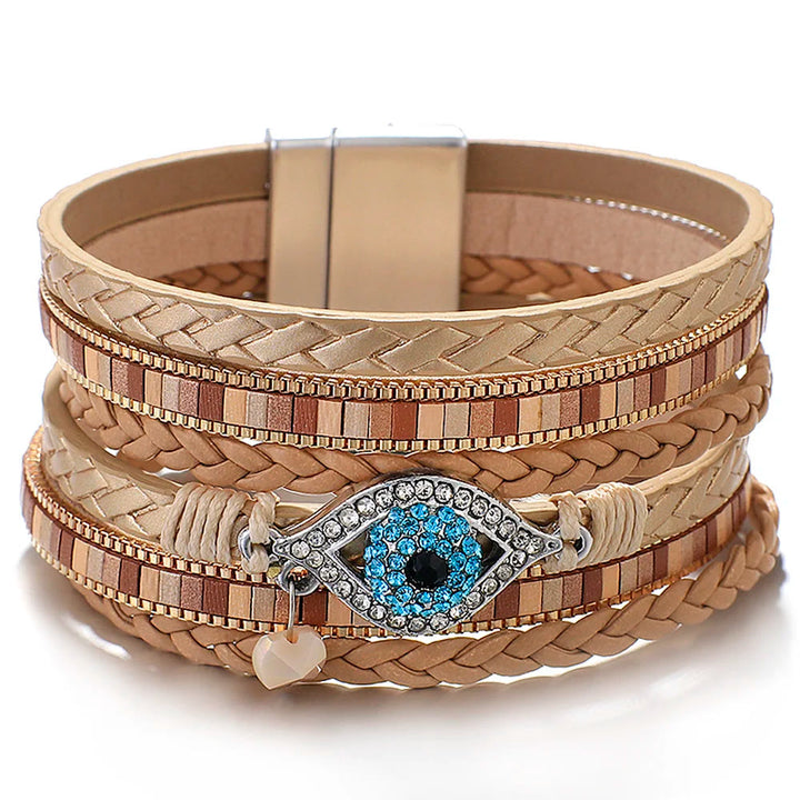 Bracelet Olivenorma en zircon blanc et tourmaline Paraiba avec mauvais œil