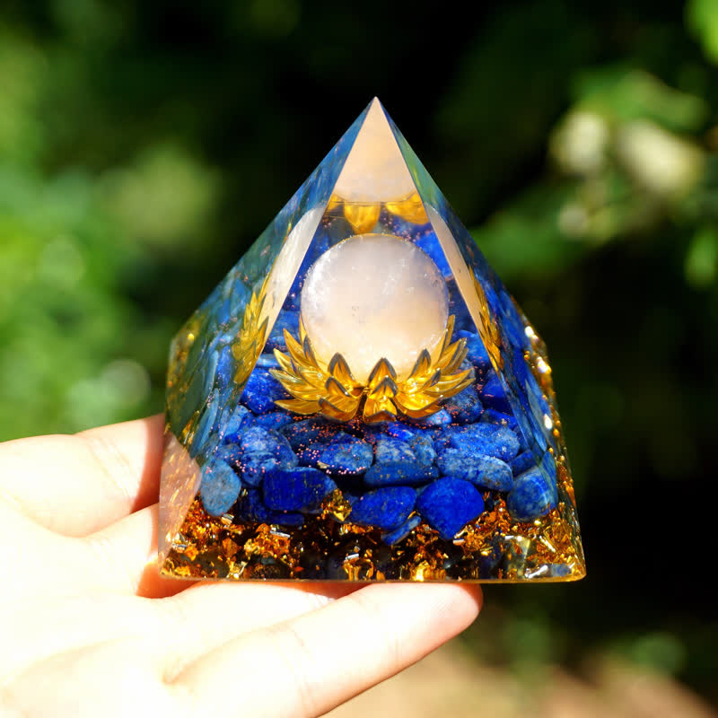 Sphère de quartz rose Olivenorma Lapis Lazuli Lotus Orgone Pyramide