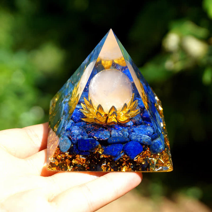 Sphère de quartz rose Olivenorma Lapis Lazuli Lotus Orgone Pyramide