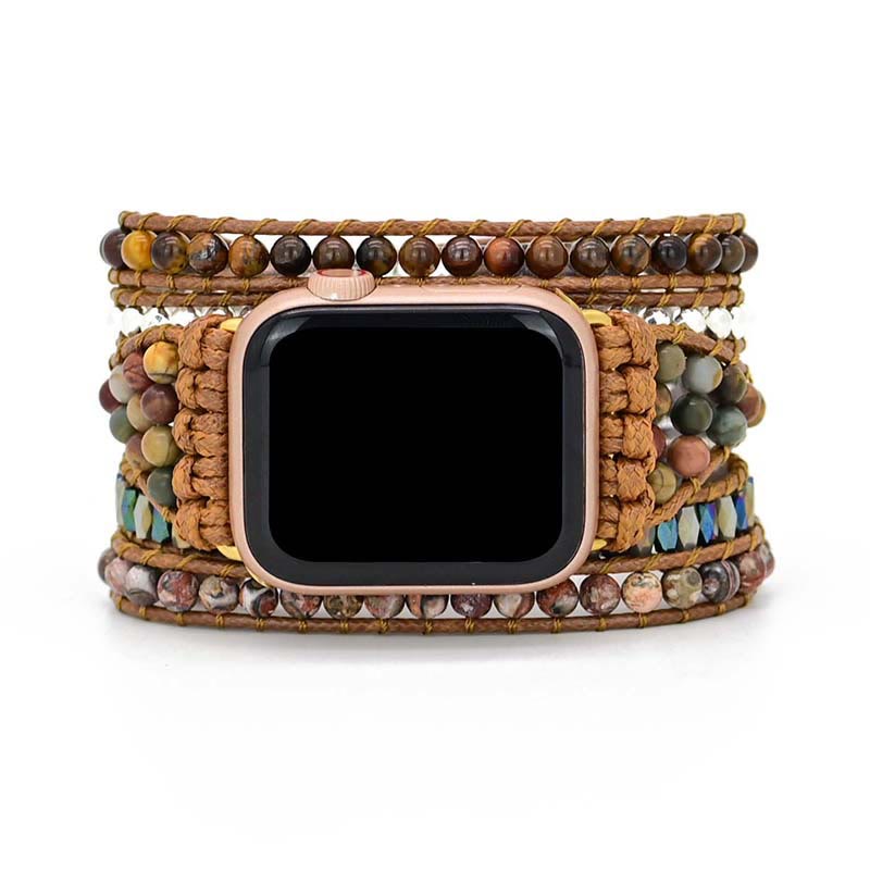 Bracelet enveloppant pour Apple Watch en agate d'Inde œil de tigre Olivenorma