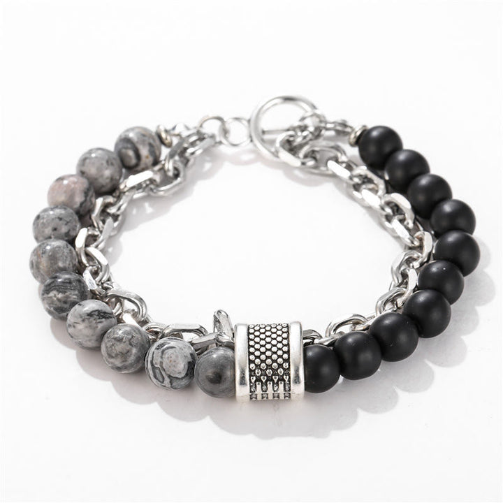 Bracelet pour homme Olivenorma Punk Frosted Stone Combinaison Forme géométrique 