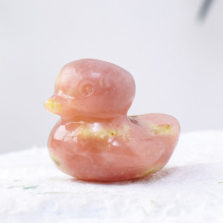 Décoration en pierre précieuse sculptée en forme de canard en cristal de quartz Olivenorma de 1,2 pouce