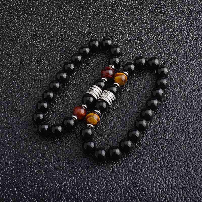 Bracelet homme en obsidienne œil de tigre rouge Olivenorma