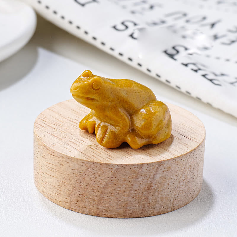 Statue de grenouille sculptée en pierre précieuse naturelle Olivenorma Décoration en pierre précieuse - Jade jaune - image 17