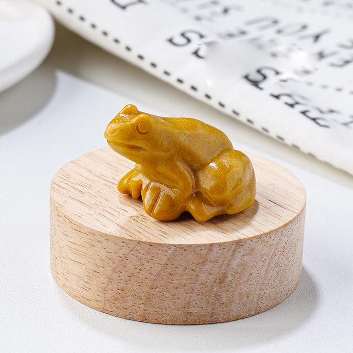 Statue de grenouille sculptée en pierre précieuse naturelle Olivenorma Décoration en pierre précieuse - Jade jaune - image 17
