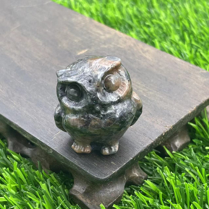Ornement de hibou en cristal naturel Olivenorma de 3,5 cm, décoration en pierres précieuses