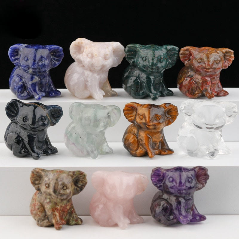 Olivenorma 1,2 pouces sculpté mignon koala figurine décoration en pierre précieuse