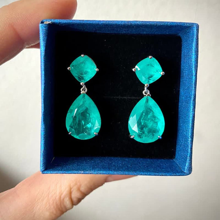 Boucles d'oreilles en forme de goutte d'eau avec tourmaline Paraiba