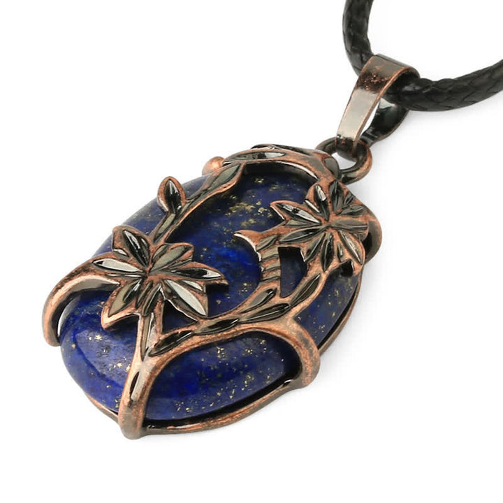 Collier en cristal enveloppé de fleurs en laiton et améthyste Olivenorma