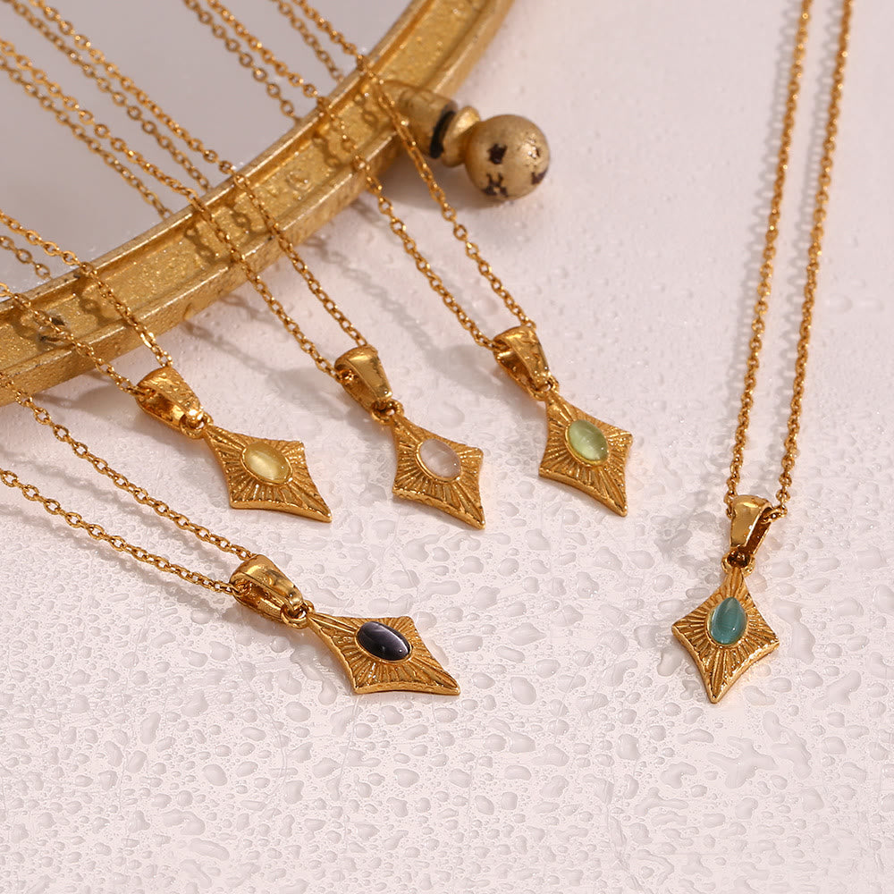 Collier pendentif en acier inoxydable avec œil de chat Olivenorma