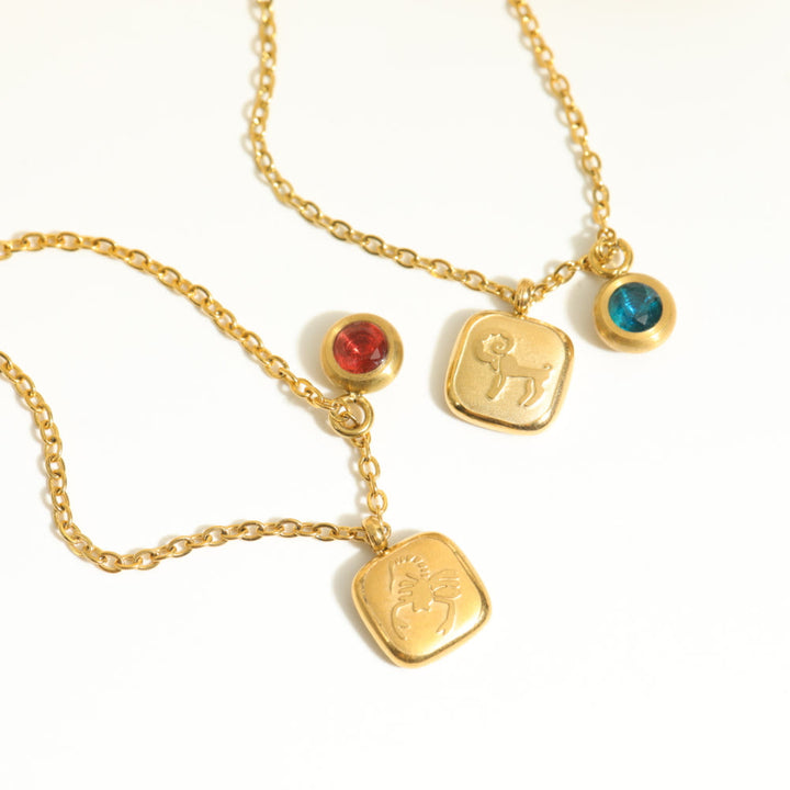 Collier pendentif Olivenorma avec douze pierres de naissance du zodiaque