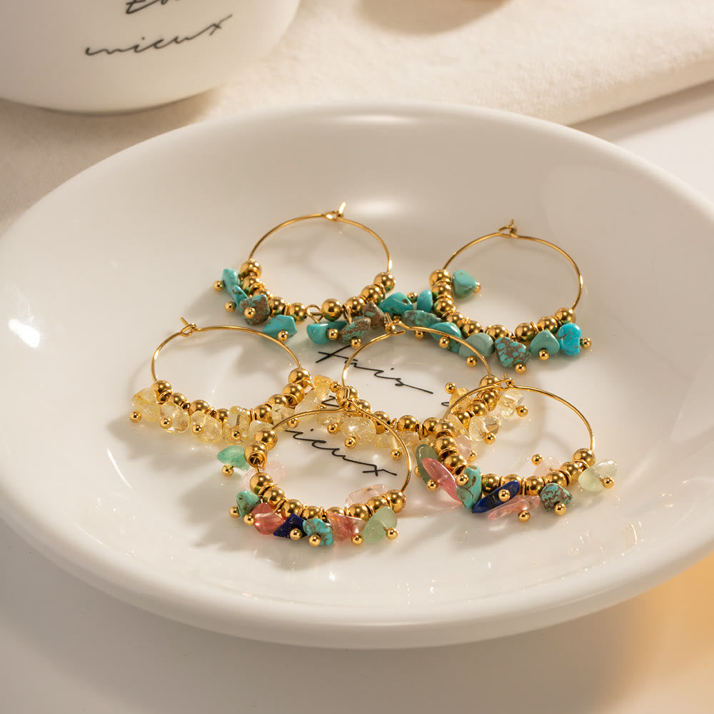 Boucles d'oreilles en acier inoxydable avec gravier naturel Olivenorma