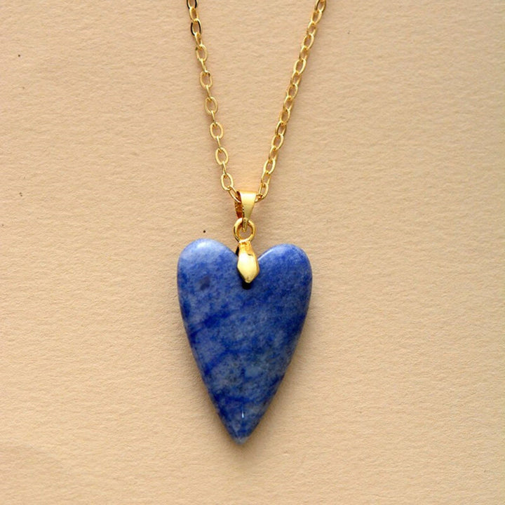 Collier pendentif en forme de cœur en cristal de guérison Olivenorma