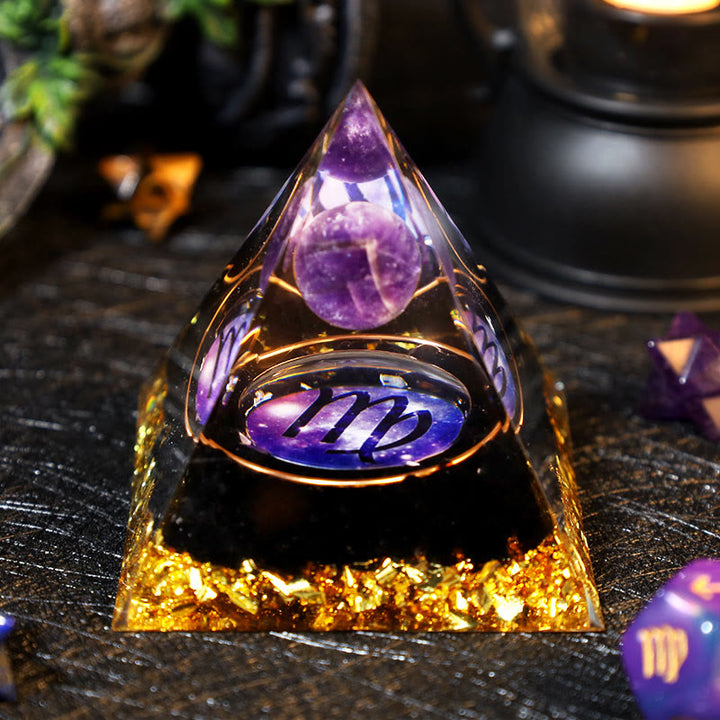 Boule d'améthyste Olivenorma Gravier d'obsidienne Zodiac Vierge Pyramide d'orgone