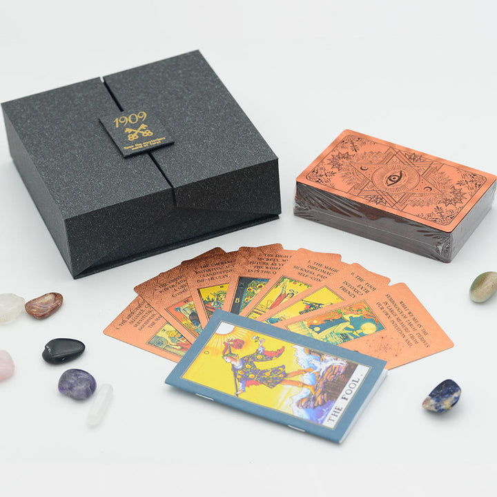 Jeu de cartes de tarot avec nappe en cristal de feuille Olivenorma