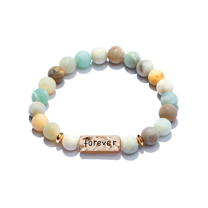 Ensemble de 3 bracelets gravés Olivenorma Natural Gemstone Best Friend Forever 
