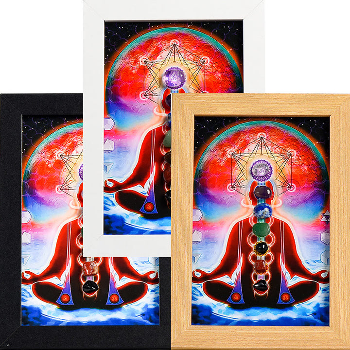 Cadre photo décoratif en pierre de chakra pour posture de méditation yoga Olivenorma