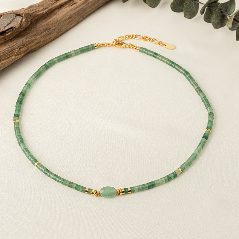 Collier de perles fait main en pierre naturelle d'aventurine verte Olivenorma