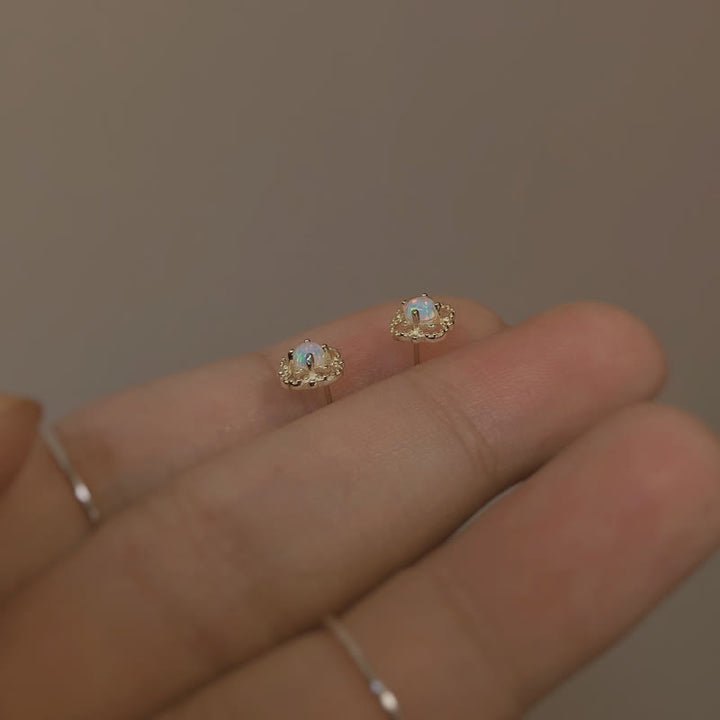 Boucles d'oreilles rhombiques délicates en opale vintage Olivenorma 