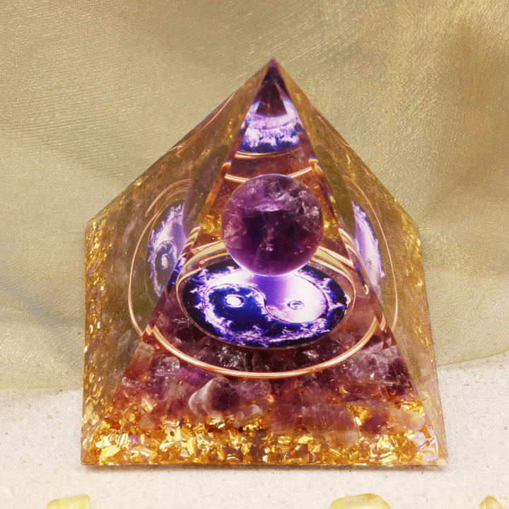 Pyramide d'orgone de guérison en améthyste Olivenorma