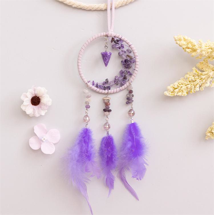 Pendentif Améthyste Olivenorma Petit Attrape-rêves en forme de croissant de lune 