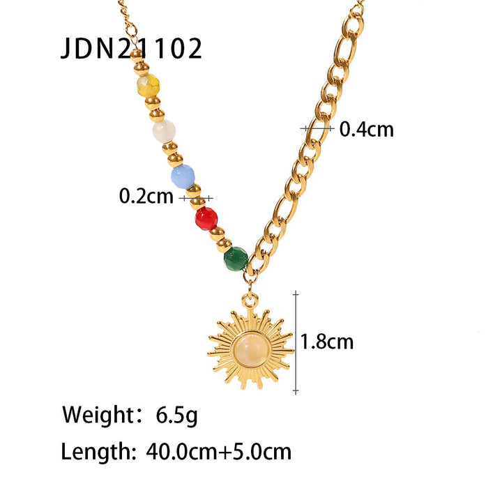 Collier pendentif en forme de soleil en opale Olivenorma