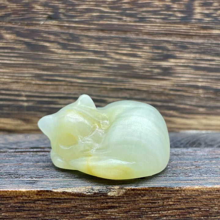 Décoration en pierre précieuse pour chat en cristal naturel Olivenorma de 4 cm