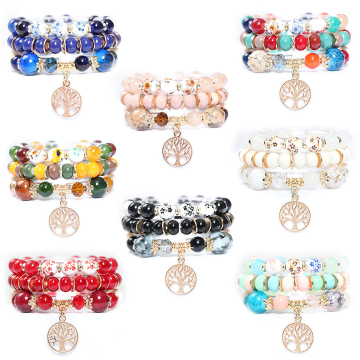 Ensemble de bracelets en cristal arbre de vie fait main Olivenorma Boho