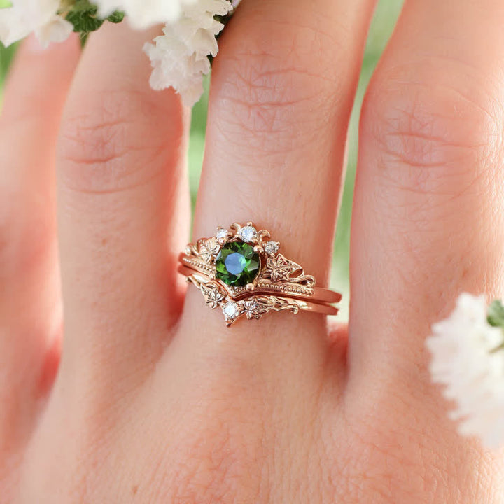 Bague en cristal naturel émeraude Alexandrite Olivenorma