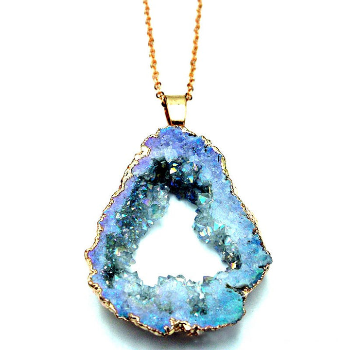 Pendentif Géode en Cristal Naturel