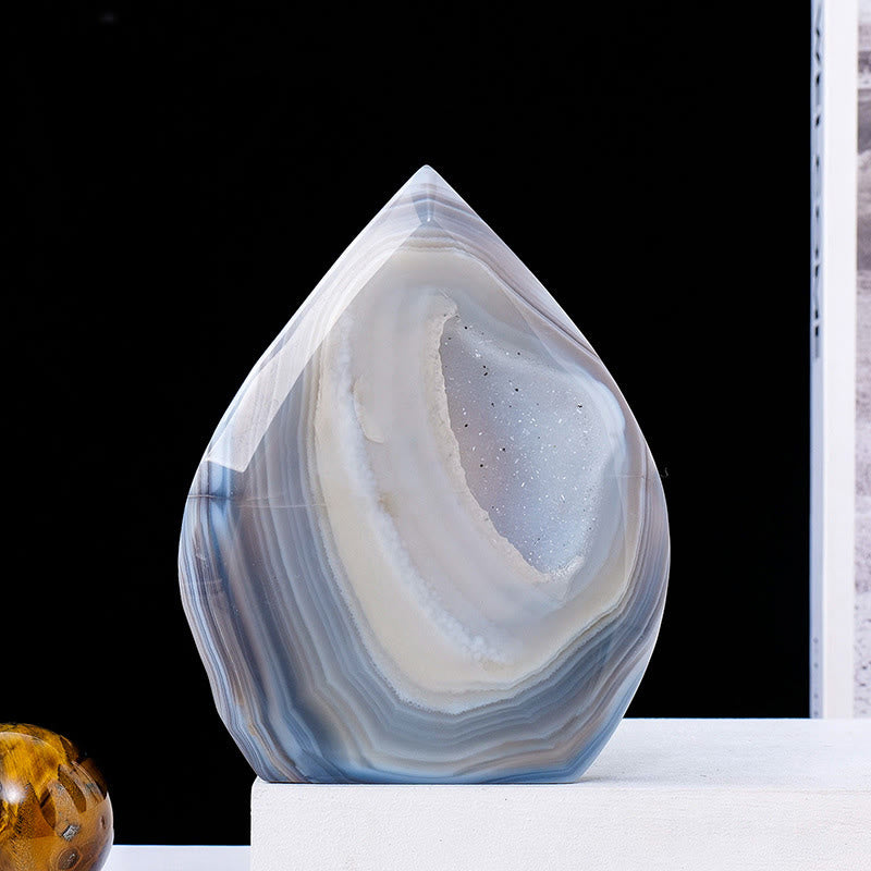 Ornements en cristal naturel en forme de flamme Olivenorma Décoration en pierres précieuses - Agate blanche - Environ 200-300 g - image 23