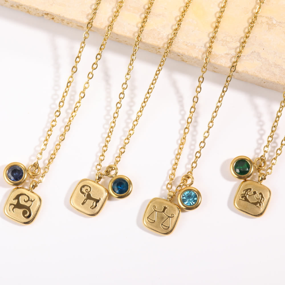 Collier pendentif Olivenorma avec douze pierres de naissance du zodiaque