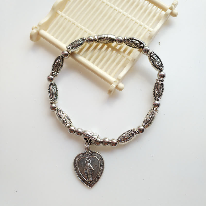 Bracelet croix chrétienne en alliage extensible avec cristal acrylique Olivenorma 