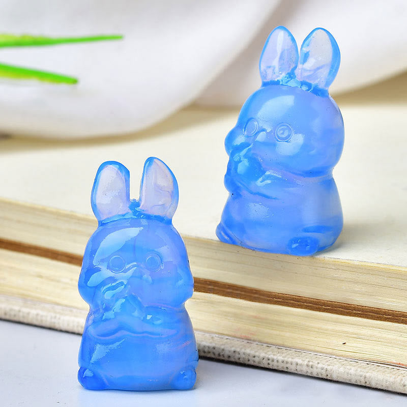 Décoration en pierre précieuse sculptée en forme de lapin et carotte en cristal naturel Olivenorma 