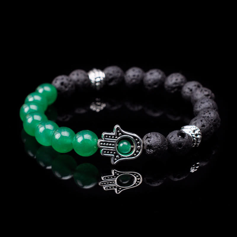 Bracelet pendentif Hamsa en perles de pierre naturelle fait main Olivenorma