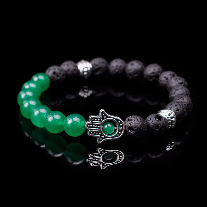 Bracelet pendentif Hamsa en perles de pierre naturelle fait main Olivenorma